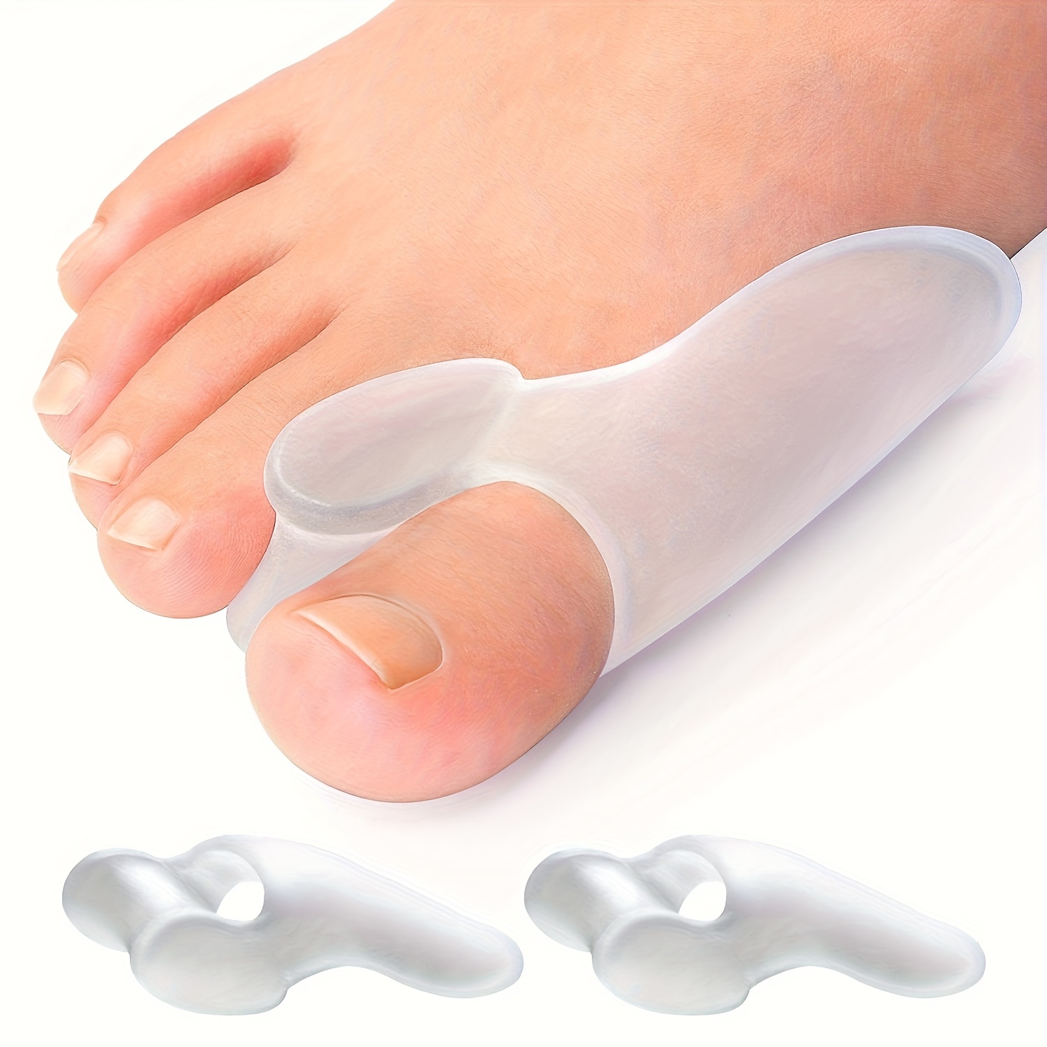 Image of 2 Toe Separators And Spacers, Suitable For Men And Women. Soft Gel Toe Pads And Big Toe Expanders With A Double-ring Design. Elastic Toe Spacers Suitable For Yoga, Running, Walking, And Daily Use