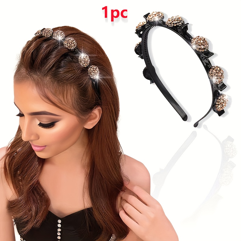 1pc new luxury sparkling braided headband women - Temu  display picture 1