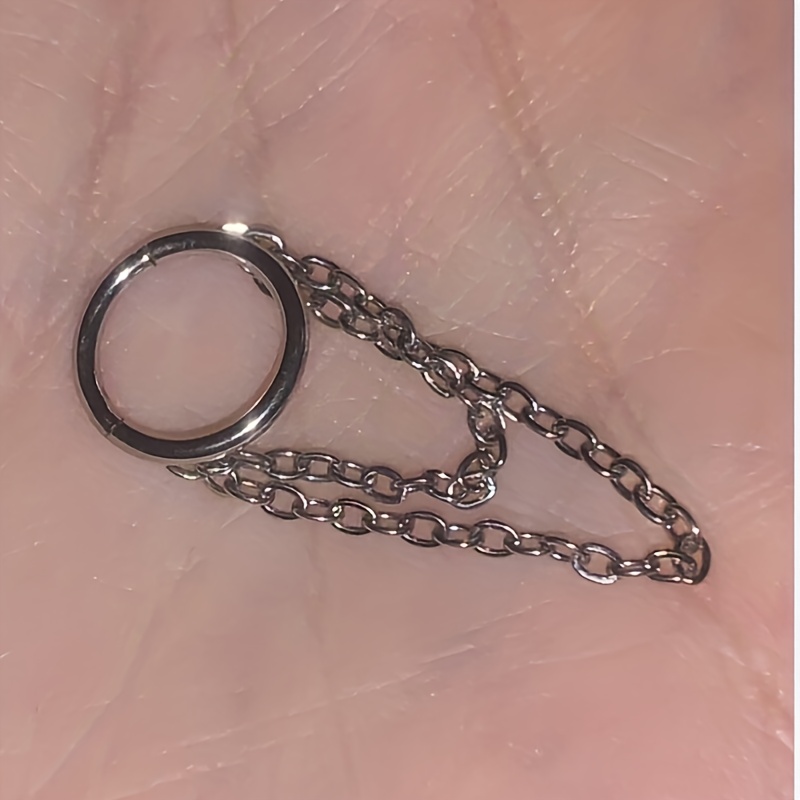 E-shop Damen 316L Edelstahl Knorpel Ohrring 8 mm Helix Piercing Schmuck Doppelkettendesign Hypoallergen Scharnier Verschluss Ohrring