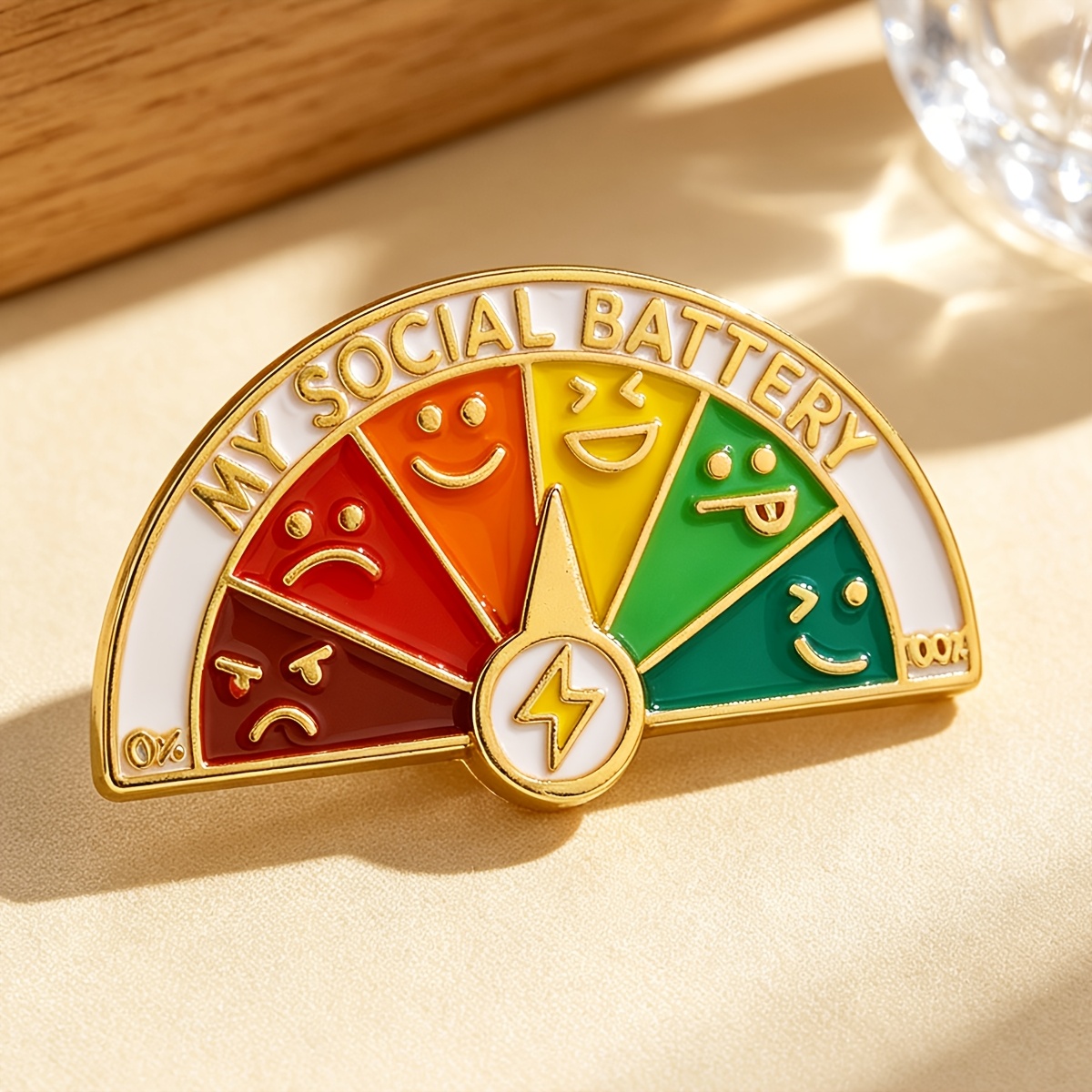 TEMU 1pc My Social Battery Brooch, Adjustable Funny Badge, Creative Decor Accessory For Bags, Hats, And Daily Outfit