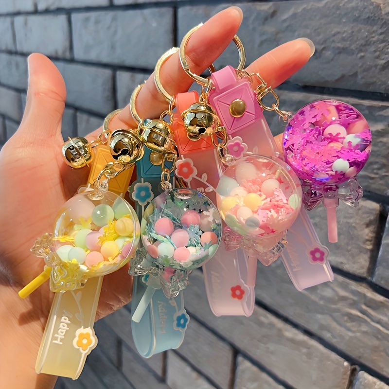 

Jewelry Pendant Cute Lollipop Bubble Beads In Oil Quicksand Drift Bottle Keychain Bag Hanging Keychain Key Chain