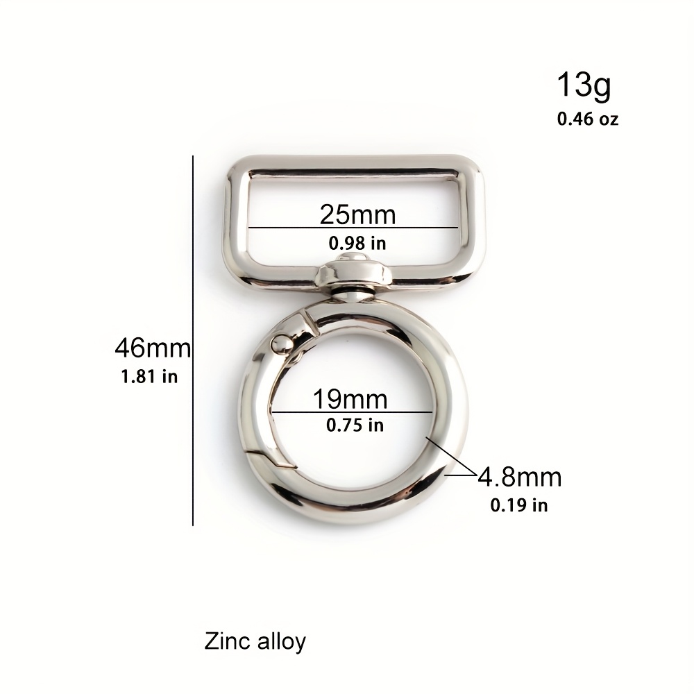 5pcs O-ring Round Carabiner Rotatable Spring Pet Rope Body Bag Shoulder Strap Connector Clothes Shoes Removable Decorative Buttons Wallet Making, Wallet Making, Diy Wallet Making