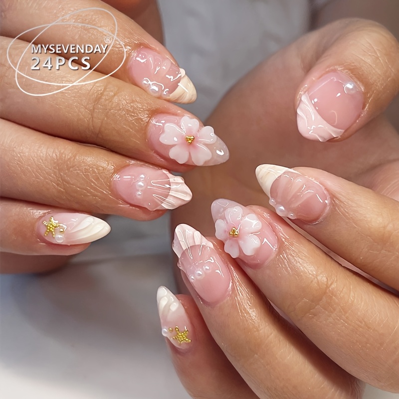 TEMU 24pcs Of False Nail Patches, Gel Women's False Nail Patches, Suitable For Daily Leisure, Work, Parties, Dating, Festival Celebrations, Reusable,