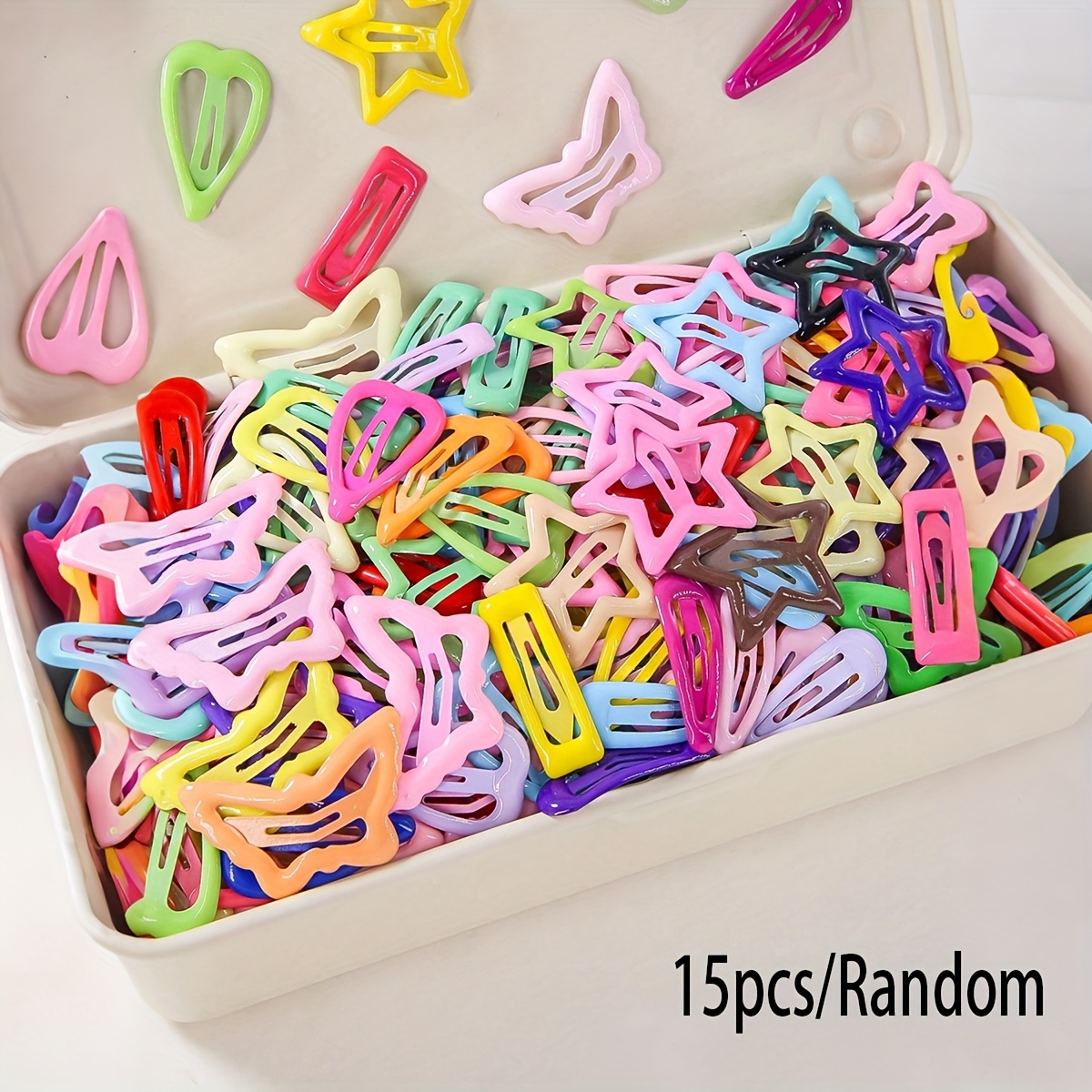 TEMU 15/30pcs - Horquilla de pelo de aleatorios, Clip Bb pequeño y de moda con forma de estrella y , Mini horquilla de aceite de goteo, Adecuada para