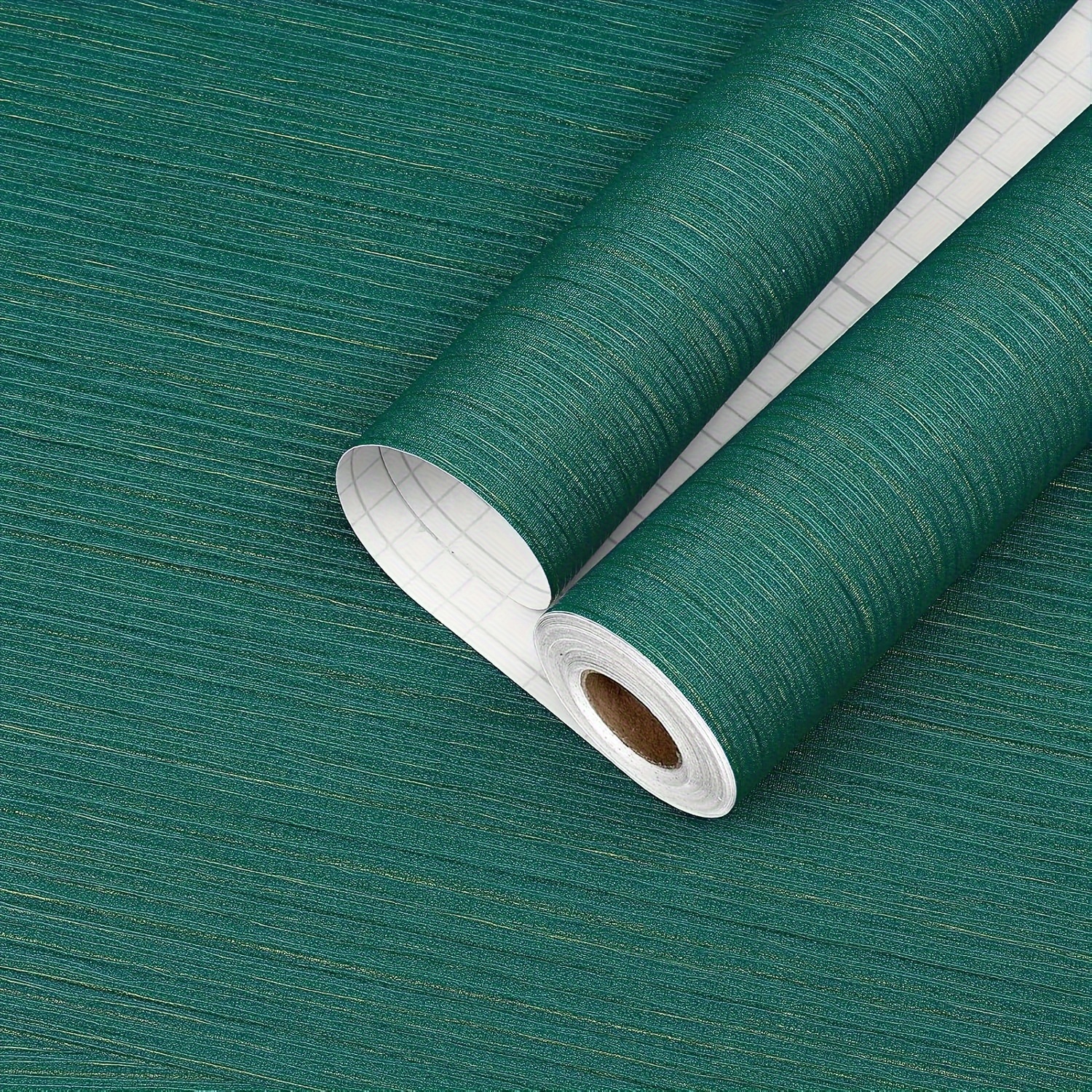 

1 Roll , Texture Fabric Contact Paper Teal Paper, Textured Linen Wallpaper Self-adhesive Teal Wallpaper Vinyl Embossed Film, For Bedroom Bathroom Walls Dresser Shelves (blackish Green)