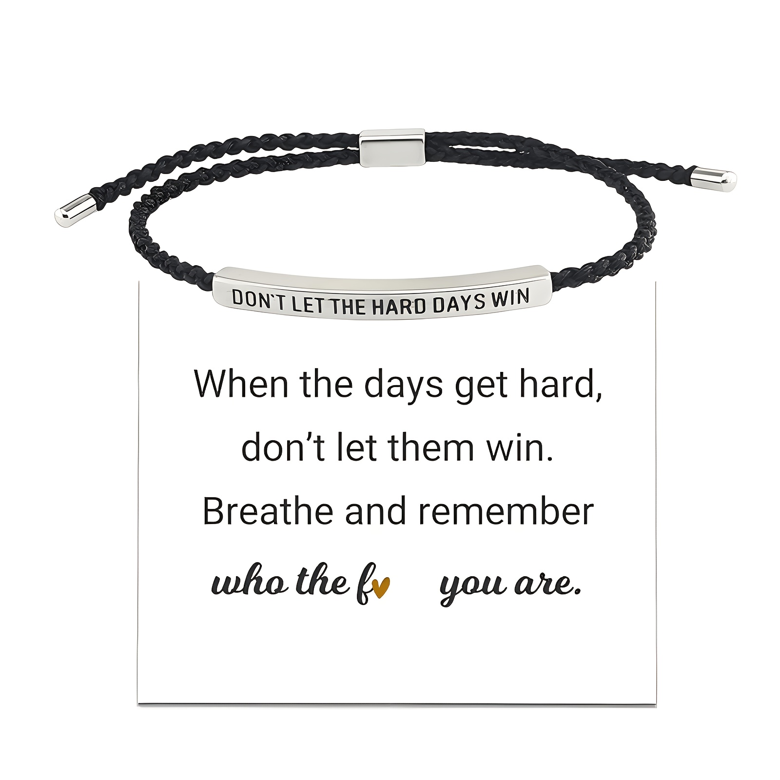 TEMU 'don't Let Days Win' Motivational Wrap Bracelet - Adjustable Inspirational Braided Rope Bracelet For Women And Men, Handmade Encouragement