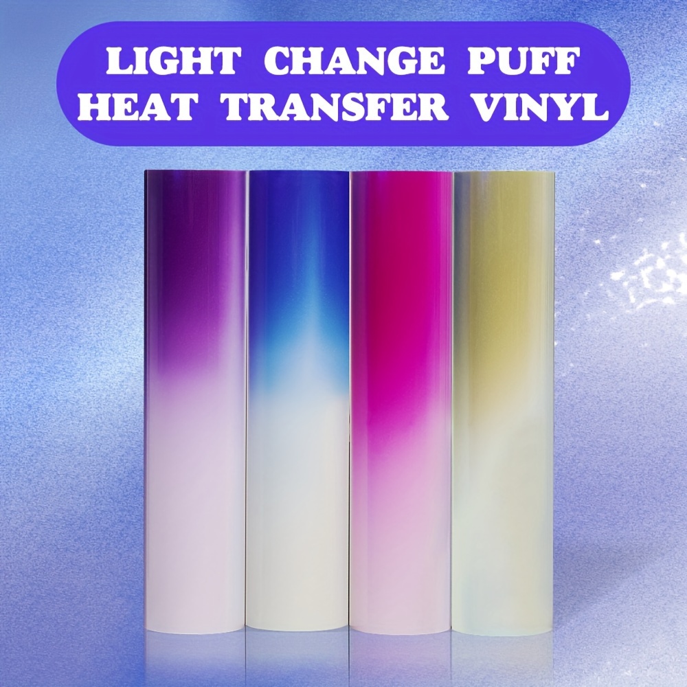 

4 Sheets, 3d Light Change Puff Heat Transfer Vinyl 25cm X 30cm, Assorted Colors Set, Iron-on Material For T-shirts, Bags, Pillows, & Fabrics