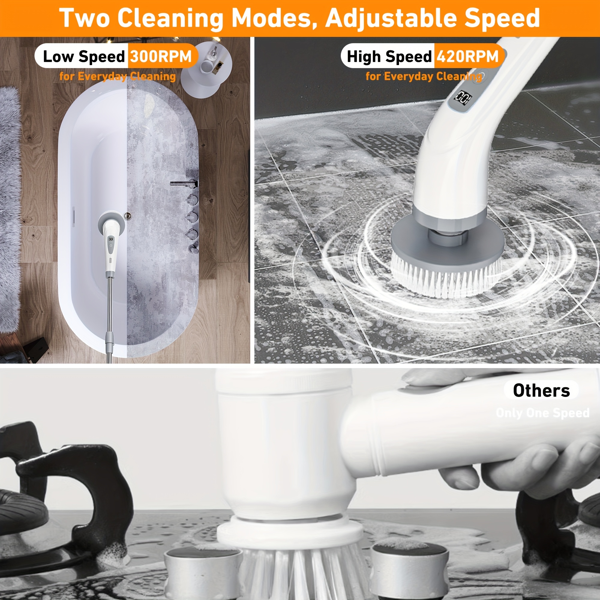 Brosse De Nettoyage électrique, 5 Têtes Remplaçables, Brosse De Nettoyage Electrique 5 Tetes Remplacables Brosse De Nettoyage Electrique Rechargeable Entierement Automatique Brosse De Nettoyage 99215885