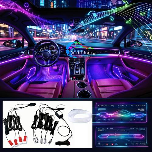 neon rgb car interior led lighting kit in multiple colors car plug led color strips car lighting set suitable for all vehicle models no battery required enhancing the overall atmosphere of the car