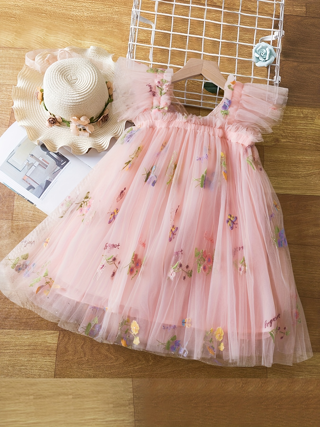 cute polyester dresses girls dress 100 polyester mesh floral