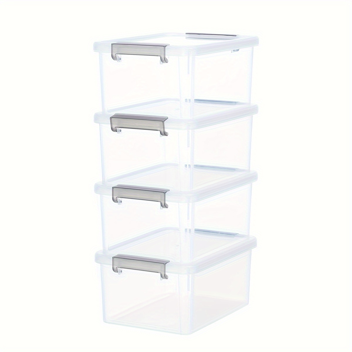 

4pcs 3.2qt Bins With Lids Plastic Containers For Organizing Clear