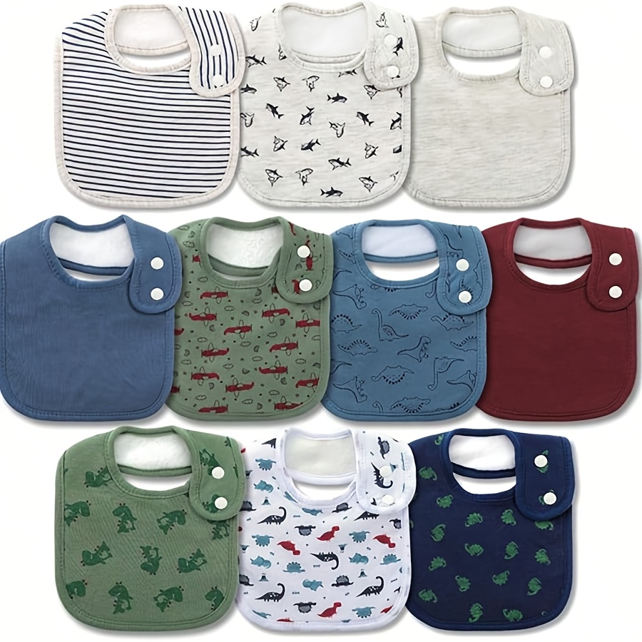 TEMU 10pcs Baby Bibs, Baby Bandana Bibs For Boys, Soft Absorbent For Teething & , Newborn Gifts