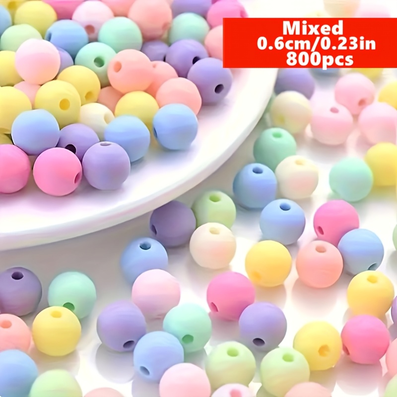 6mm 800/400pcs High-quality Round Acrylic Matte Beads, Perfect For , Bracelets, Necklaces, Phone Charms Accessories Ideal Gift For