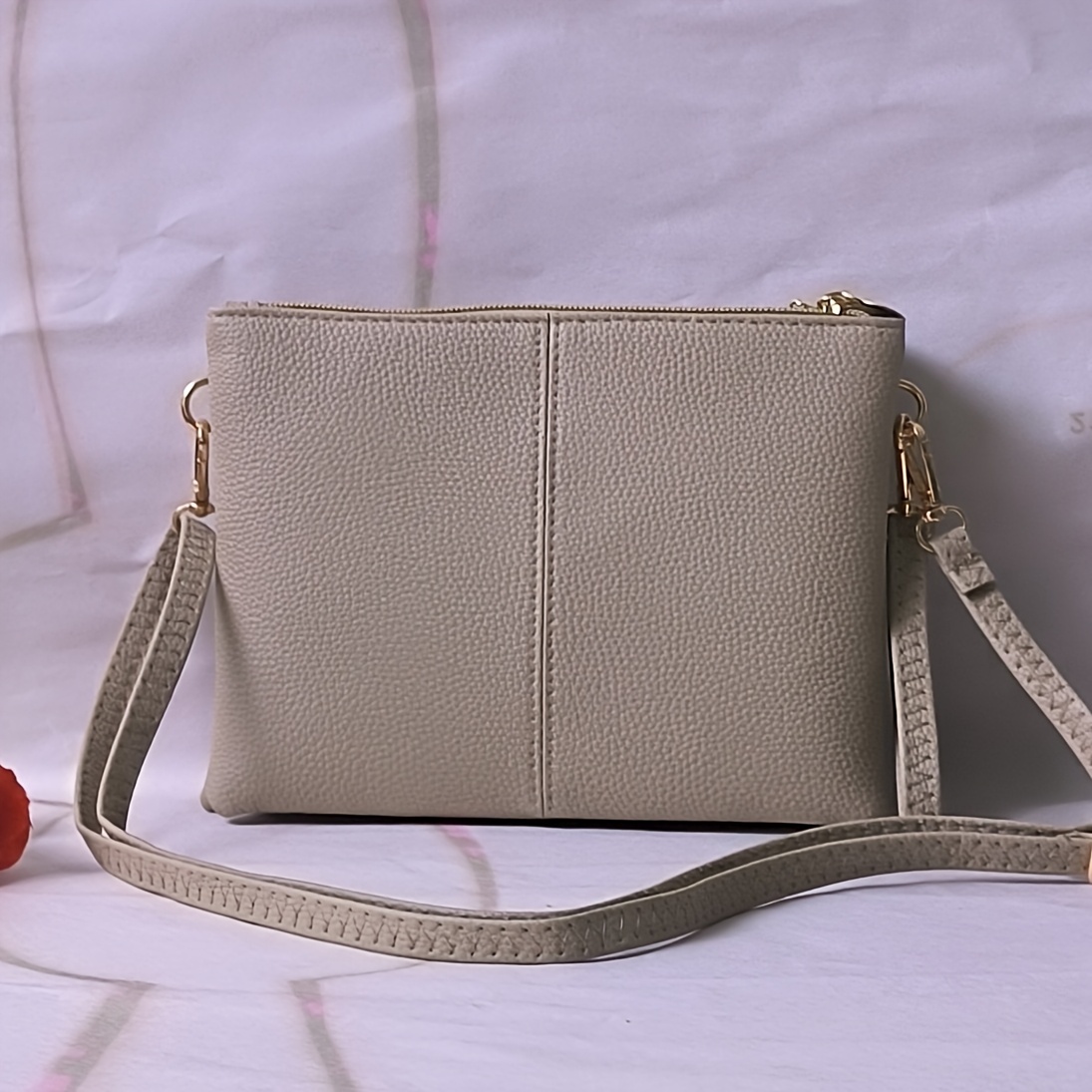 TEMU Women's Clutch Bag 2026 New Style, European And American Minimalist Casual Single-shoulder Crossbody Bag, Pu Multi-pocket Phone Pouch