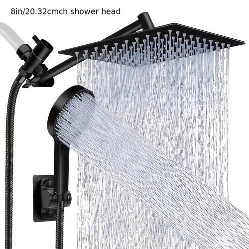 shower head 8 inch high pressure shower head handheld shower combo with 11 inch extension arm 5 settings adjustable anti leak shower head with holder hose height angle adjustable