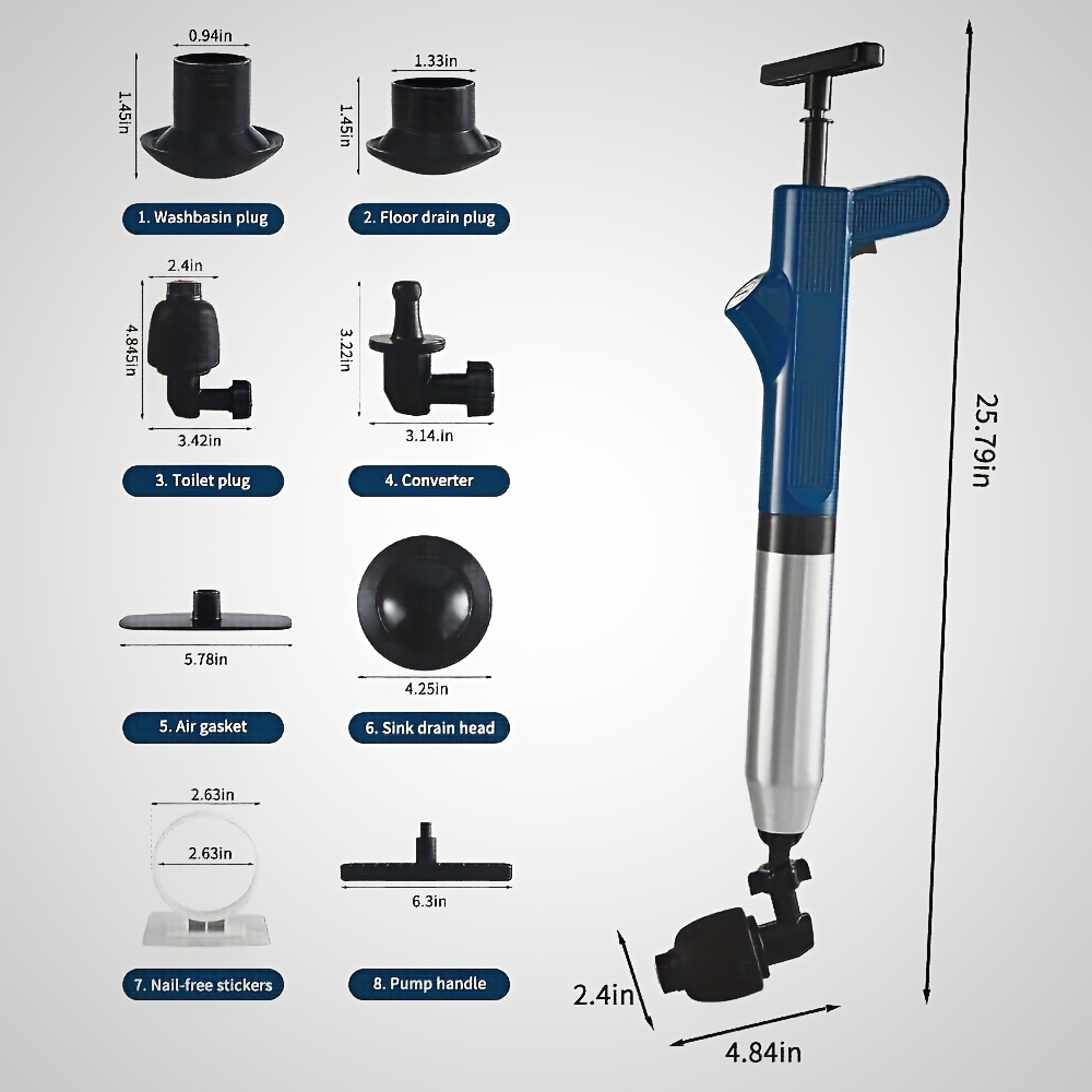 TEMU Pipe Dredging Tool Toilet Dredging Tool Sewer Toilet Blockage Bathroom Pipe Strong High Pressure Air Pressure Dredging Tool