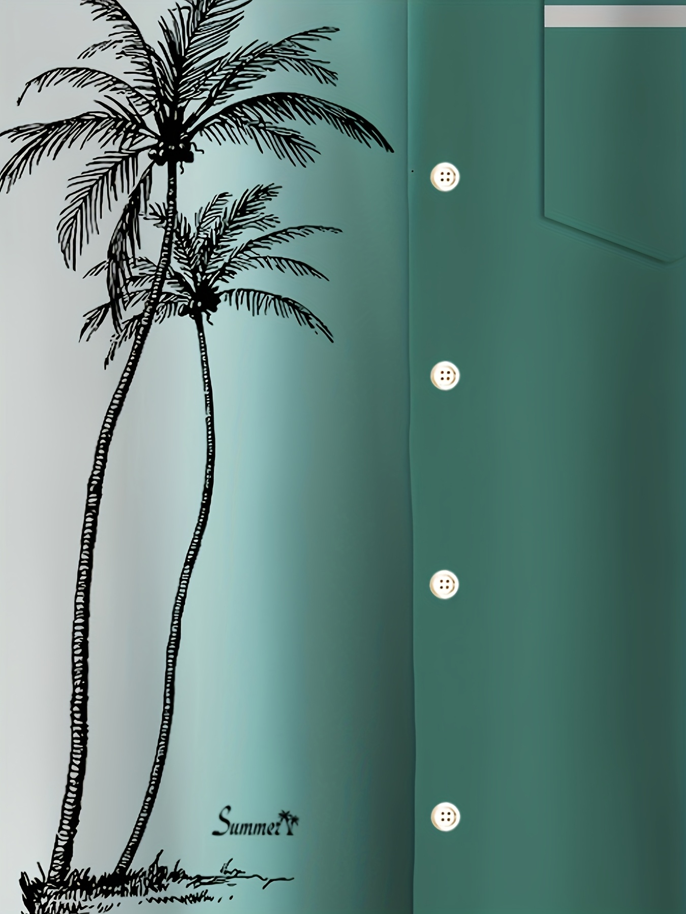 Men'S Vintage Tropical Coconut Tree Gradient Shirt - Turquoise to White Ombre Button-Up Beach Shirt with Palm Tree Print, Non-Stretch Fabric for Casual & Formal Events - All-Season Tropical Vacation Outfit - Plus Size Friendly Classic Collar Button Front Placket, Beach T Shirt, Summer Outfit, Retro Style, Durable Construction, Short Sleeve Top, Summer Wardrobe, PLUS SIZE, Spring And Summer Tropical Vacation Outfits (Short Sleeves/Long Sleeves), HAts/ShIrts/Pajamas, Beachy Items