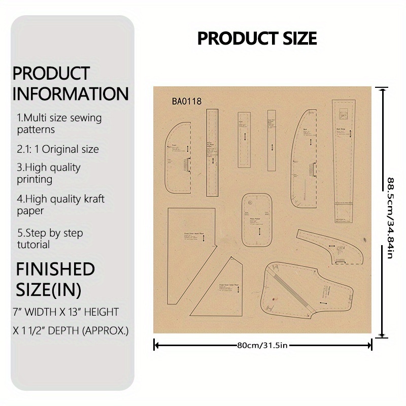 E-shop 1:1 Maßstab Sling Bag Nähmuster - Papier-Schablone mit Handytasche, Gurt & Handytaschen-Design | Anfängerfreundlicher DIY
