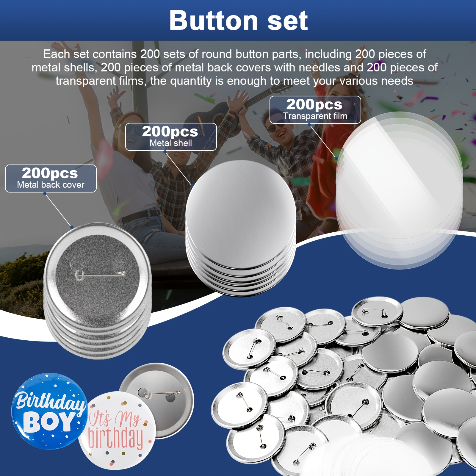 Image of 44mm Button Maker Machine, Pin Maker Kit For Button Making No Installation Required Diy Badge Maker Button Press With 100 Badge Supplies And Circle Cutter