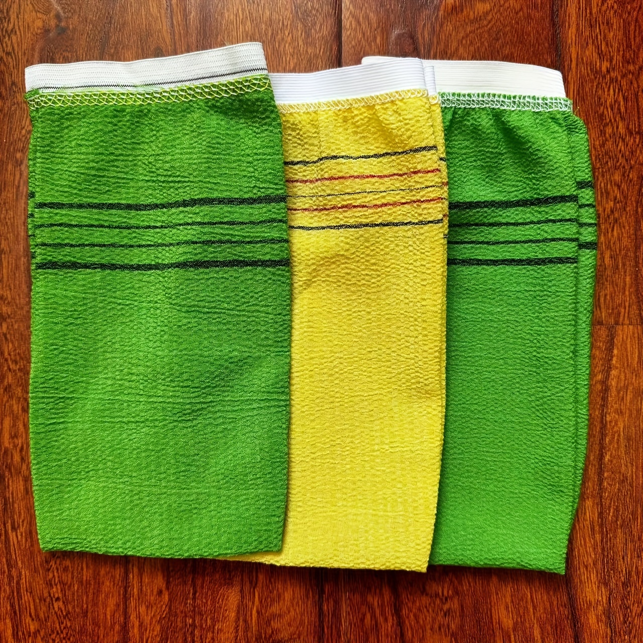 TEMU 3pcs Single-layer Double-sided Bath Towels For Hotels, Sauna Bathing Gloves, Back Scrubbing Mitts For Exfoliating Dirt And