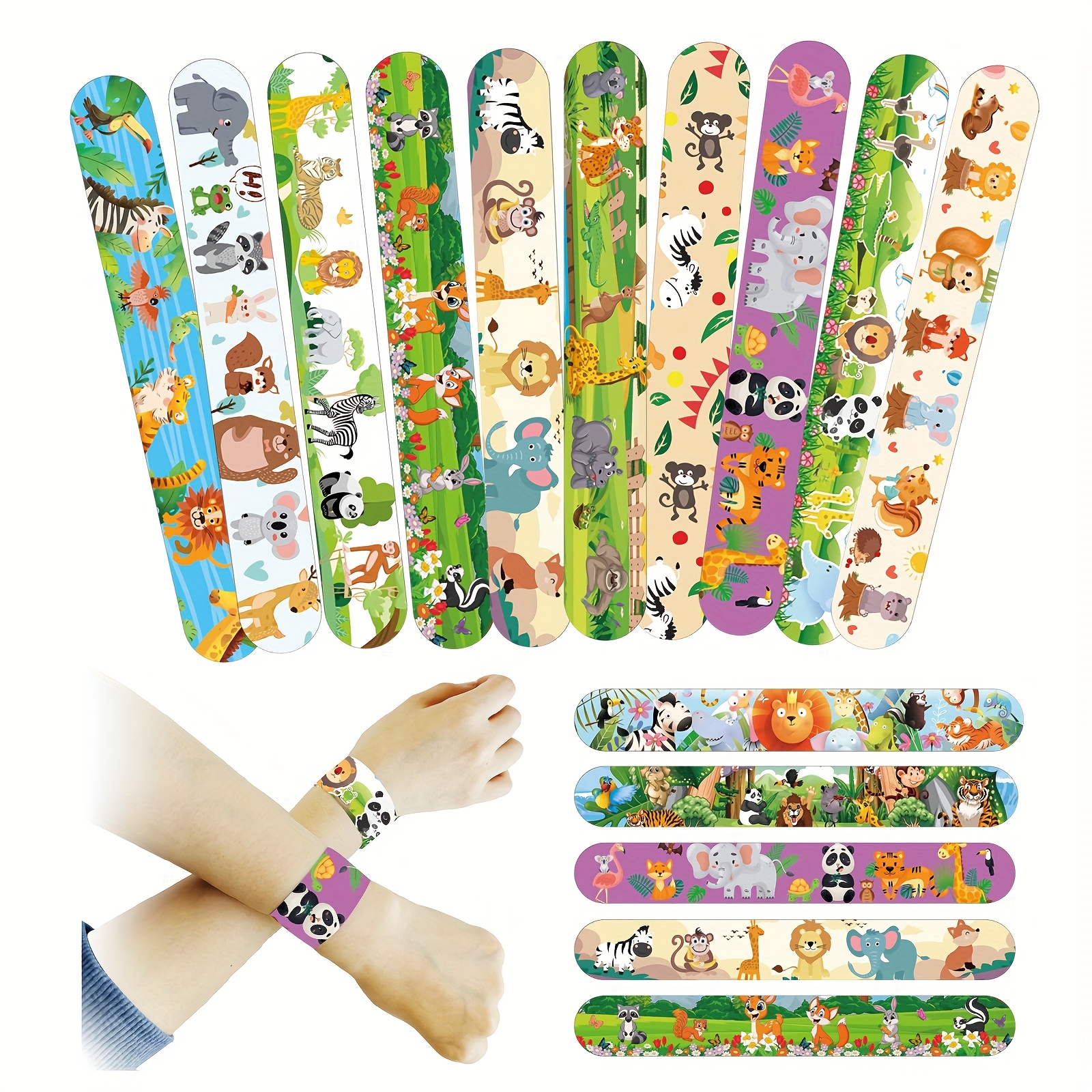gift for her him 36 pcs   animal clapping slap bracelets   pandas   elephants for children bracelet random patterns