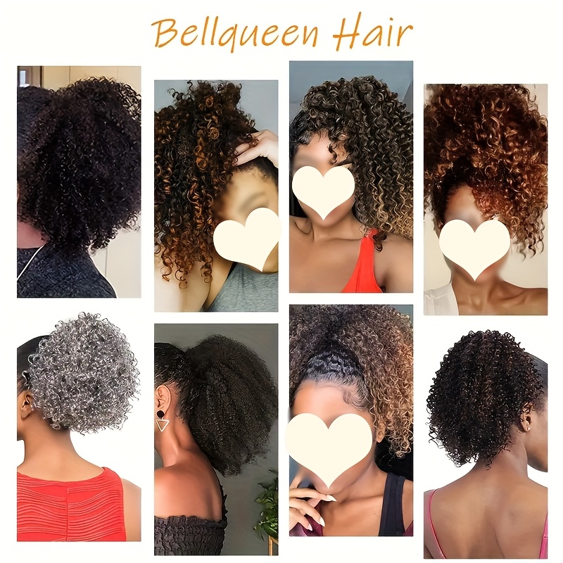 8 inch short   ponytail extensions for synthetic afro hair with 2 clips multi color options light brown to dark red secure drawstring closure for     ponytail hair extensions details 1