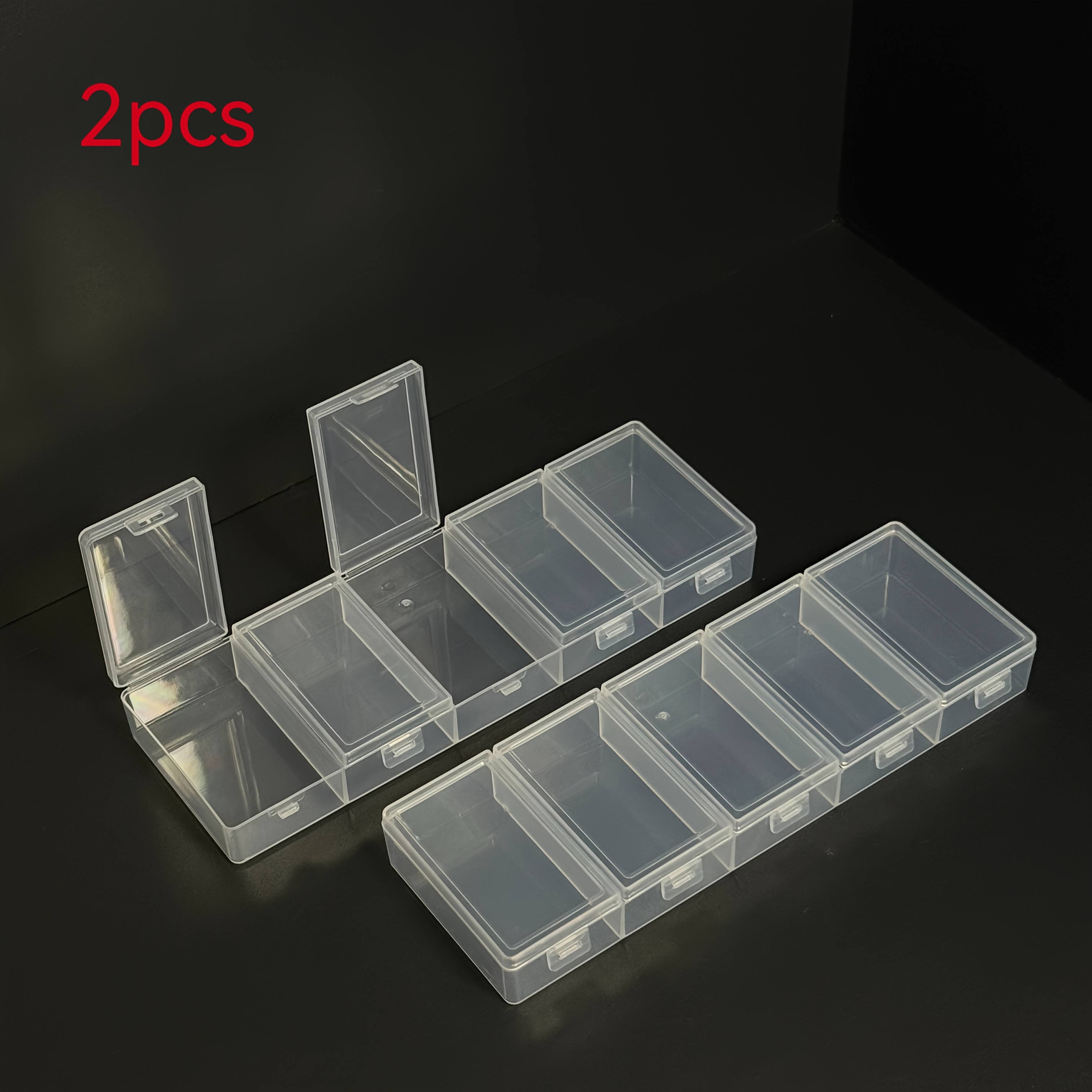 TEMU 2pcs Large Single-opening 3-compartment/5-compartment Stackable Tool Organizer Box, Jewelry Bead Packaging Box, Storage And Sorting Box,