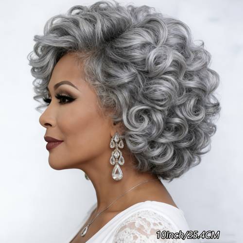 premium grey curly wavy wig specifically for women an ideal styling wig everyday wear and