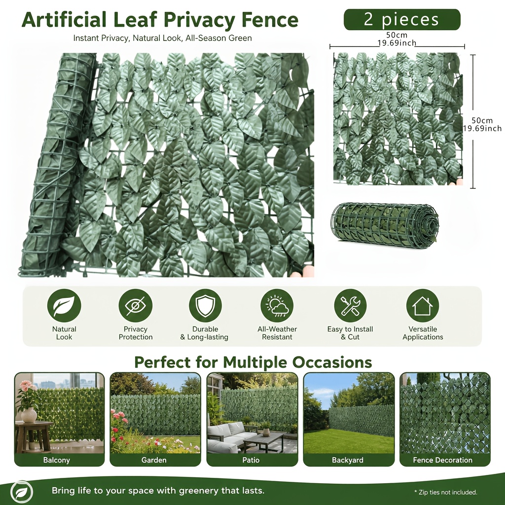 TEMU [3d] 2pcs Of Artificial Evergreen Plant Wall, Uv-resistant And Fade-proof Artificial Turf Plastic Fence Backdrop Wall, A Privacy-blocking