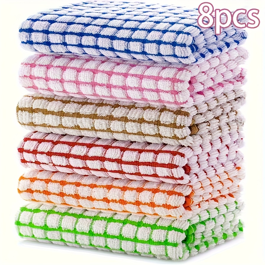TEMU 8/24 Sets Of Absorbent Cleaning Cloths - Heavy-duty Dishcloths, For Kitchen, Dining Room And Living Room Cleaning - Quick-drying, Reusable