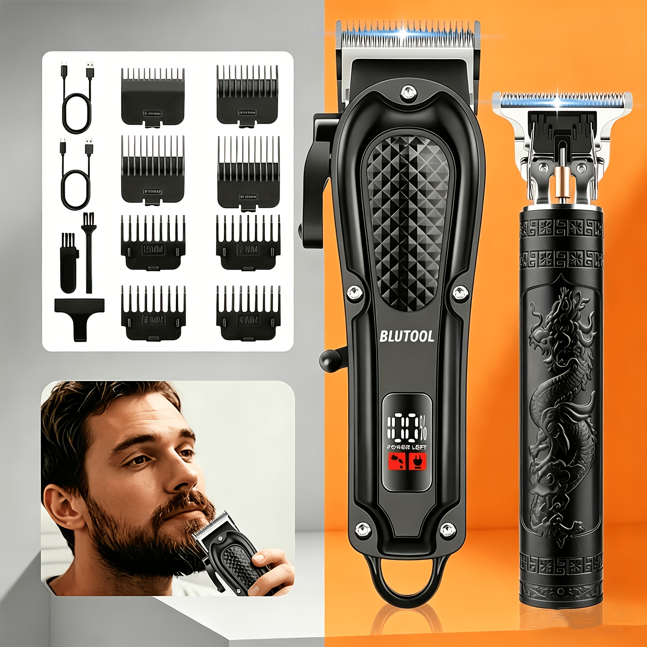 2pcs/4pcs Men's Cordless Hair Clipper Kits - USB Charging Electric Hairdresser, Household Car Travel Use, Halloween, Christmas Gifts, Birthday Gifts, Perfect for Men, Husbands, Or Boyfriends. Barber Kits, Barber Tools