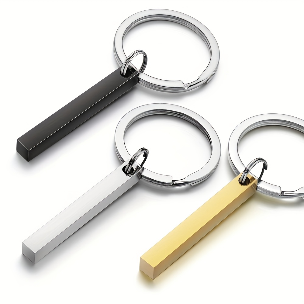 Customizable Stainless Steel Keychain with 4 Sided Engraving