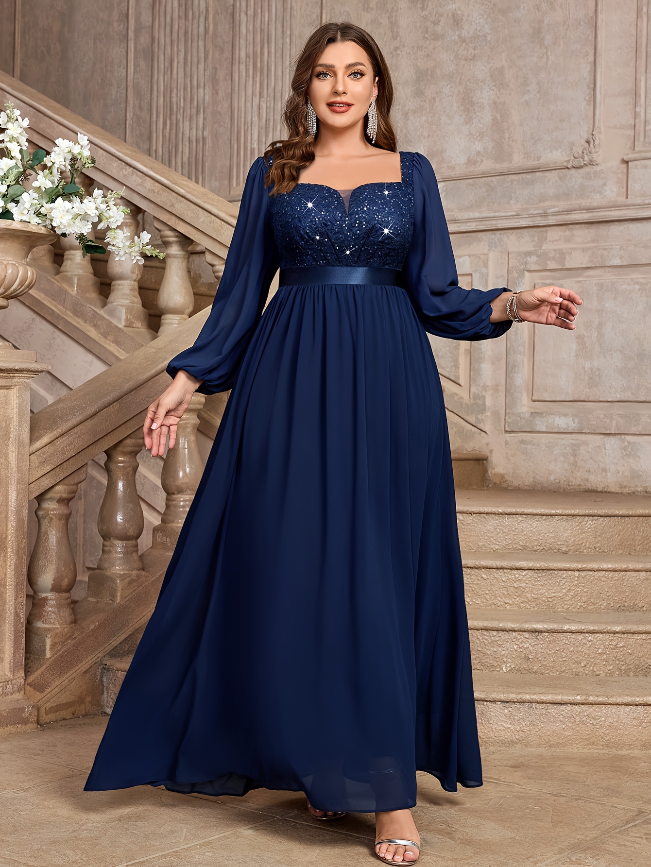navy blue plus size dress sold on Temu United States