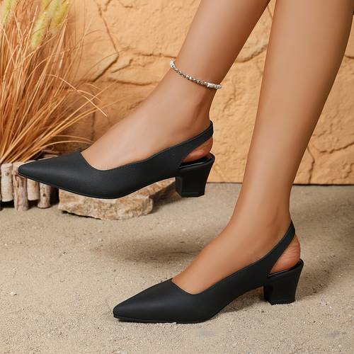 autumn chunky heel commuter pointed toe heel high heels womens low cut non fatiguing work shoes women shoes
