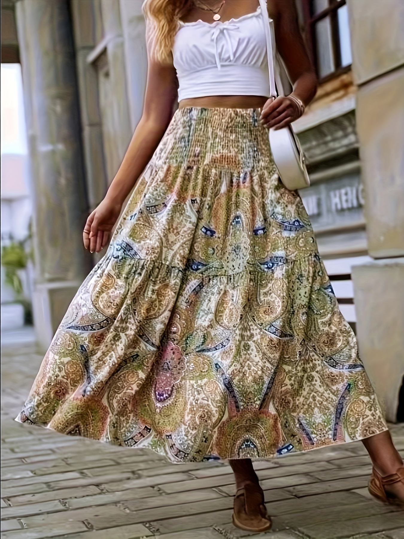 Flowy boho maxi skirt best sale