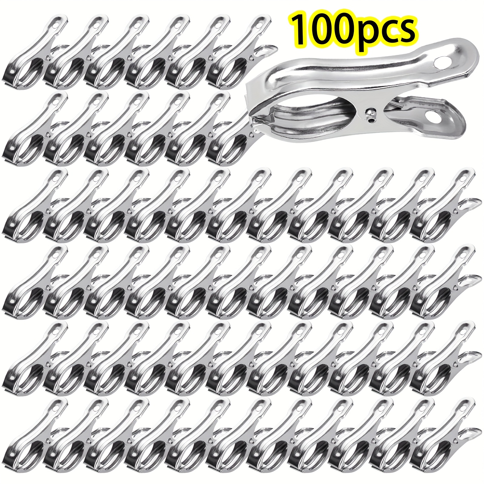 TEMU 100pcs 5.08cm Heavy-duty Stainless Steel Garden Clips - Greenhouse Clips With For Netting, Shade Cloth, And Plant Cover Supports, Durable Metal