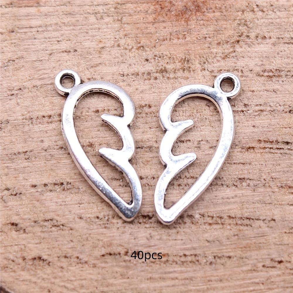 40pcs Vintage Silvery Wings Charm Pendants For Diy Earrings Necklace Bracelet Handmade Jewelry Accessories 16x8mm