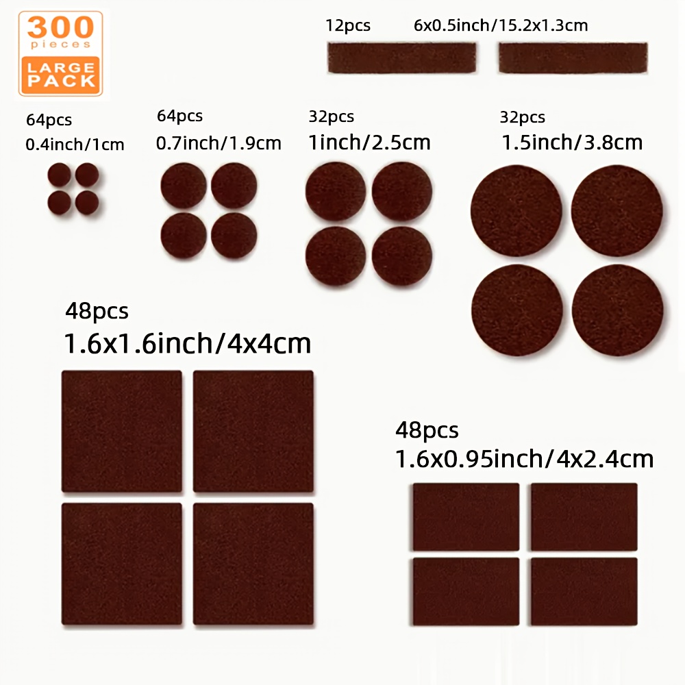 Image of 300pcs Premium Felt Furniture Pads Set - Non-slip Heavy Duty Protection For Hardwood And Laminate Floors, Self-adhesive Floor Protectors For Tables, Chairs And Appliances