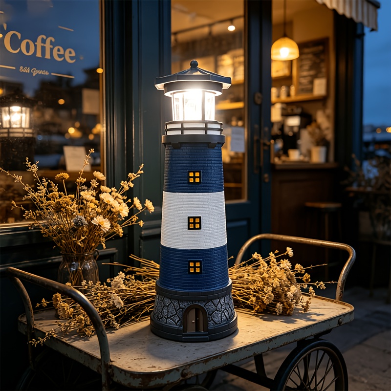 TEMU da Giardino Solare Grande , Ornamento in Resina per Esterni con Luce LED, Decorazione Stile Nautico per , Prato, Terrazza, Tavolo, Regalo per