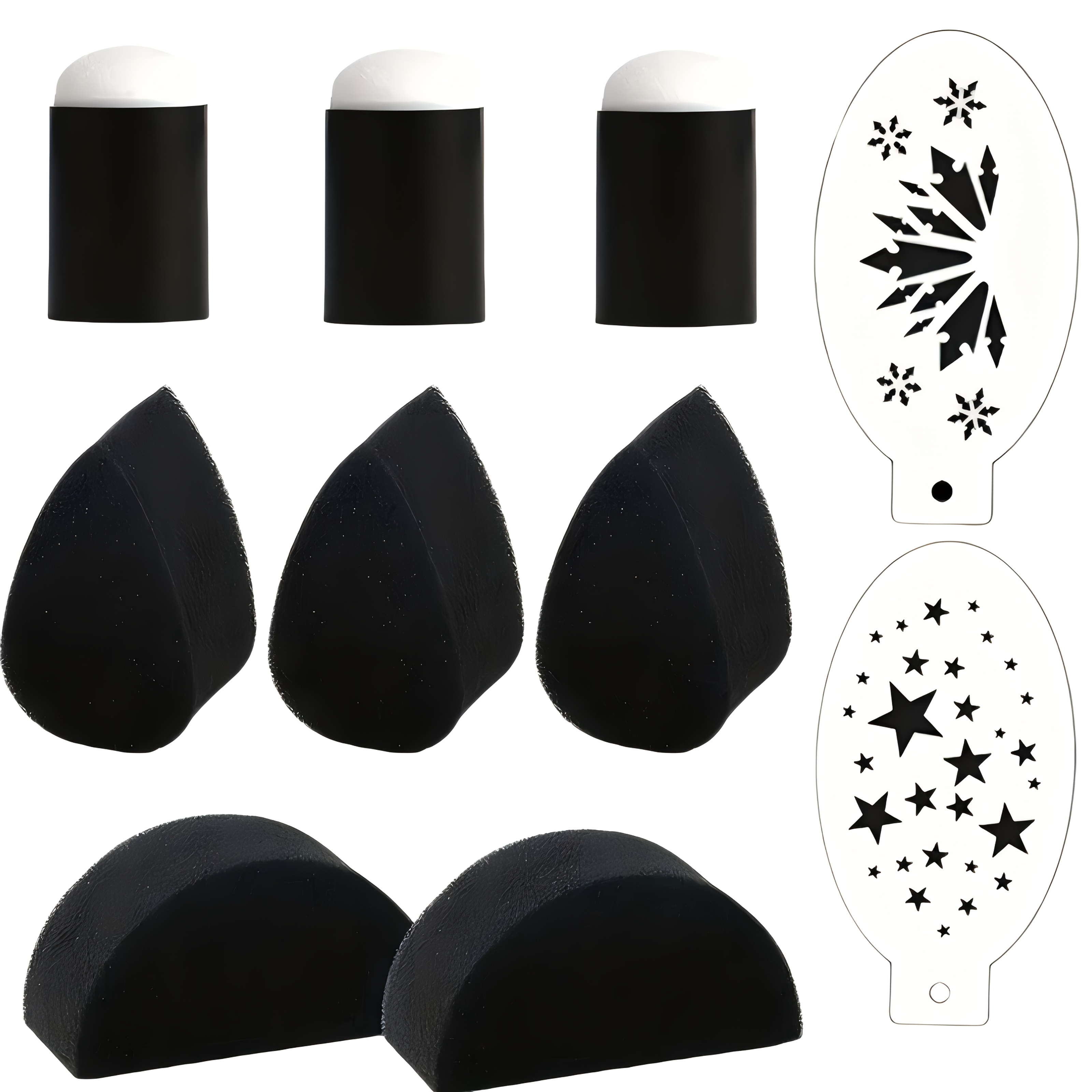 TEMU 2pcs Gabarits de Dentelle et 8pcs Ensemble d'Éponges pour de Base, Kit d'Éponges Haute Créatif Peinture /Nail Art/Outils de Peinture Art