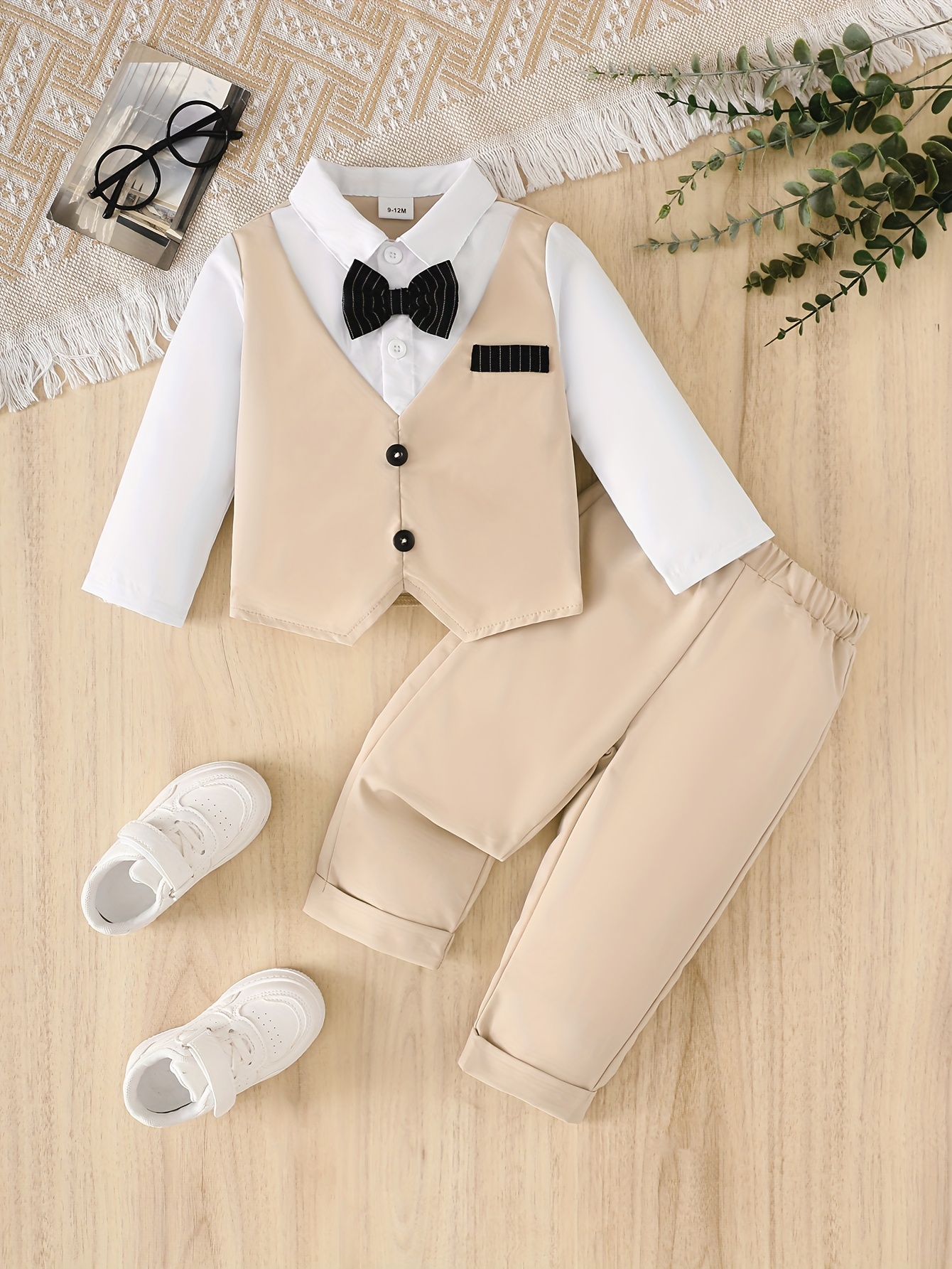 Baby Boy Gentleman Outfits Long Sleeve Button Shirts With Bowtie Suspender Pants Set Kids - View #12