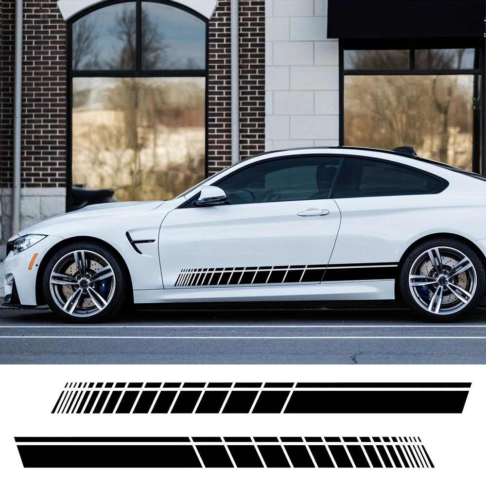 

2pcs Universal Sports Car Vinyl Decals - High-glossy Self-adhesive Side Skirt Stickers, & Stripe Patterns, Auto Tuning Accessories For Plastic, Glass, Metal