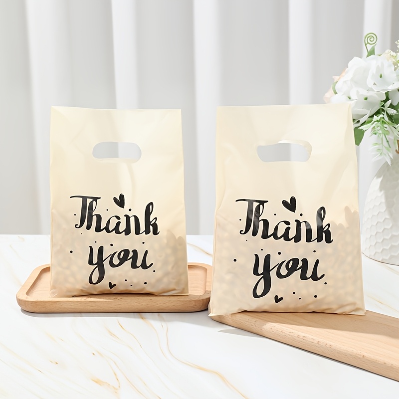 

-pack Plastic Thank You Bags, 15x20cm, Handbag Design For Candy, Gifts, Wedding, Baby Shower, Birthday Party Favors, With Handy Carry Handles