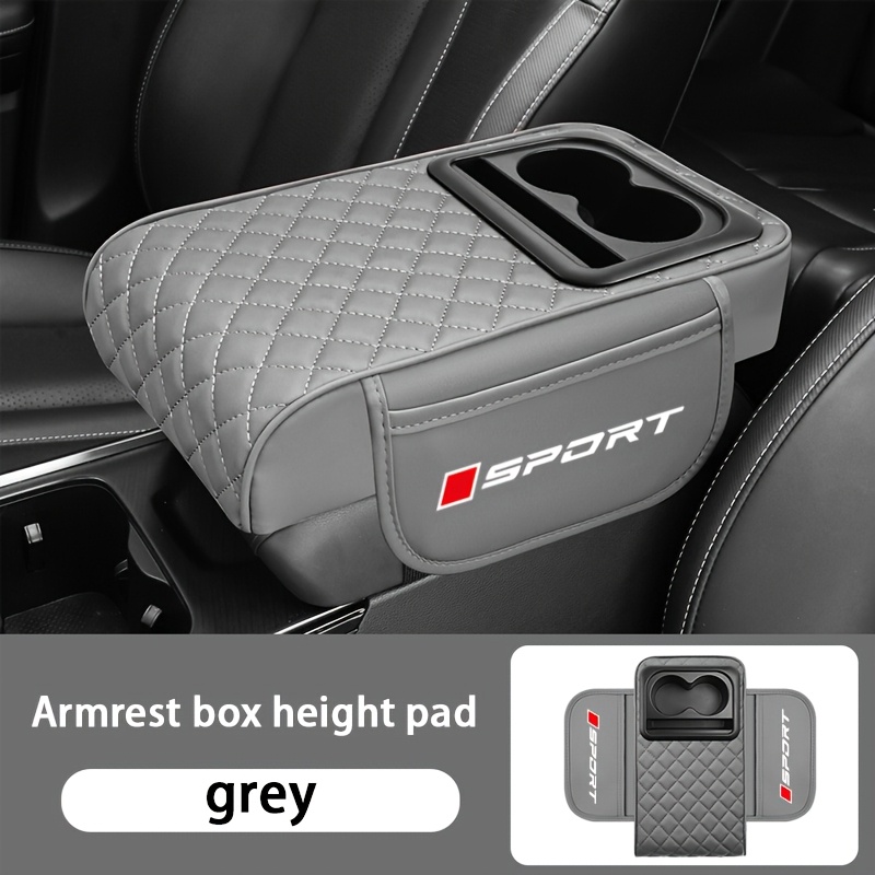 TEMU 1pc Car Armrest Box Lid With Cup Holder (removable And Easy To Clean) Car Faux Leather Armrest Box Pad, Heightening And Thickening Design,