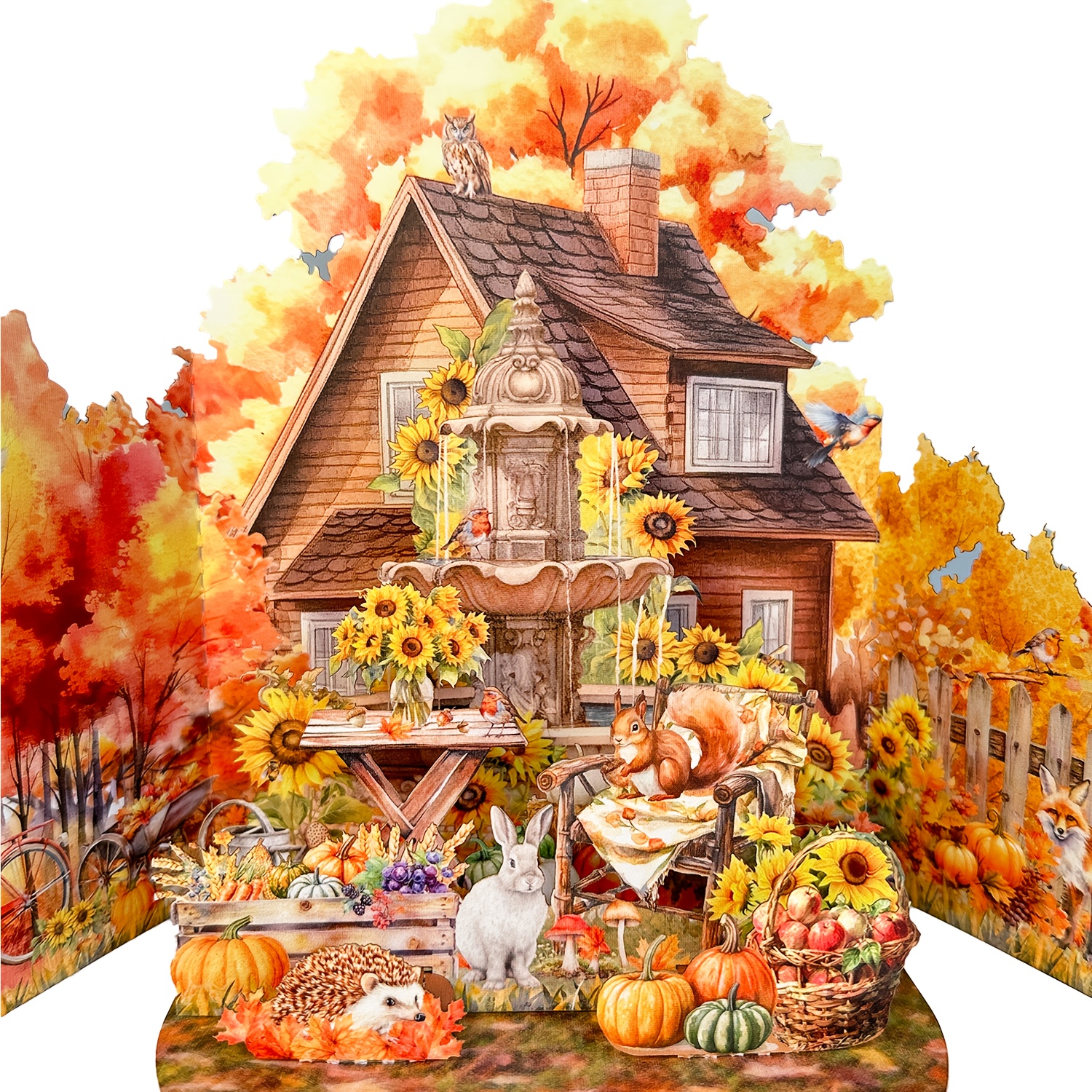 Image of 1pc A Pop-up Greeting Card For Autumn Featuring A Theme, Suitable For Thanksgiving Wishes, A Fall 3d Card, With Sunflowers And Pumpkins, Perfect For Home Decoration And Party Gifts