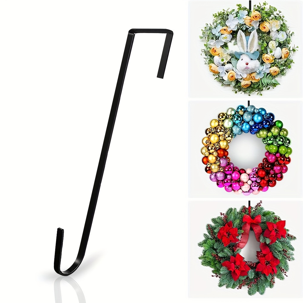 

Contemporary Metal Wreath Hangers, 15-inch Christmas Door Hook For Front Door Bedroom, Sturdy 8mm Width, No Drilling Required, Suitable For Various Wreath Decor, Pack Of 1 Or 2 - Black Or White