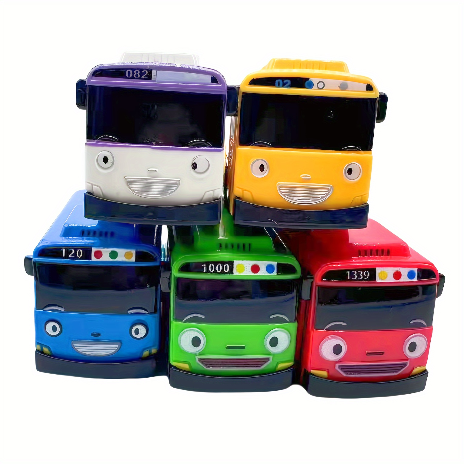 

5-piece Vibrant Mini Fleet With Sliding Doors - Scale Plastic Toy Buses, Connectable With Hooks For Young Youngsters