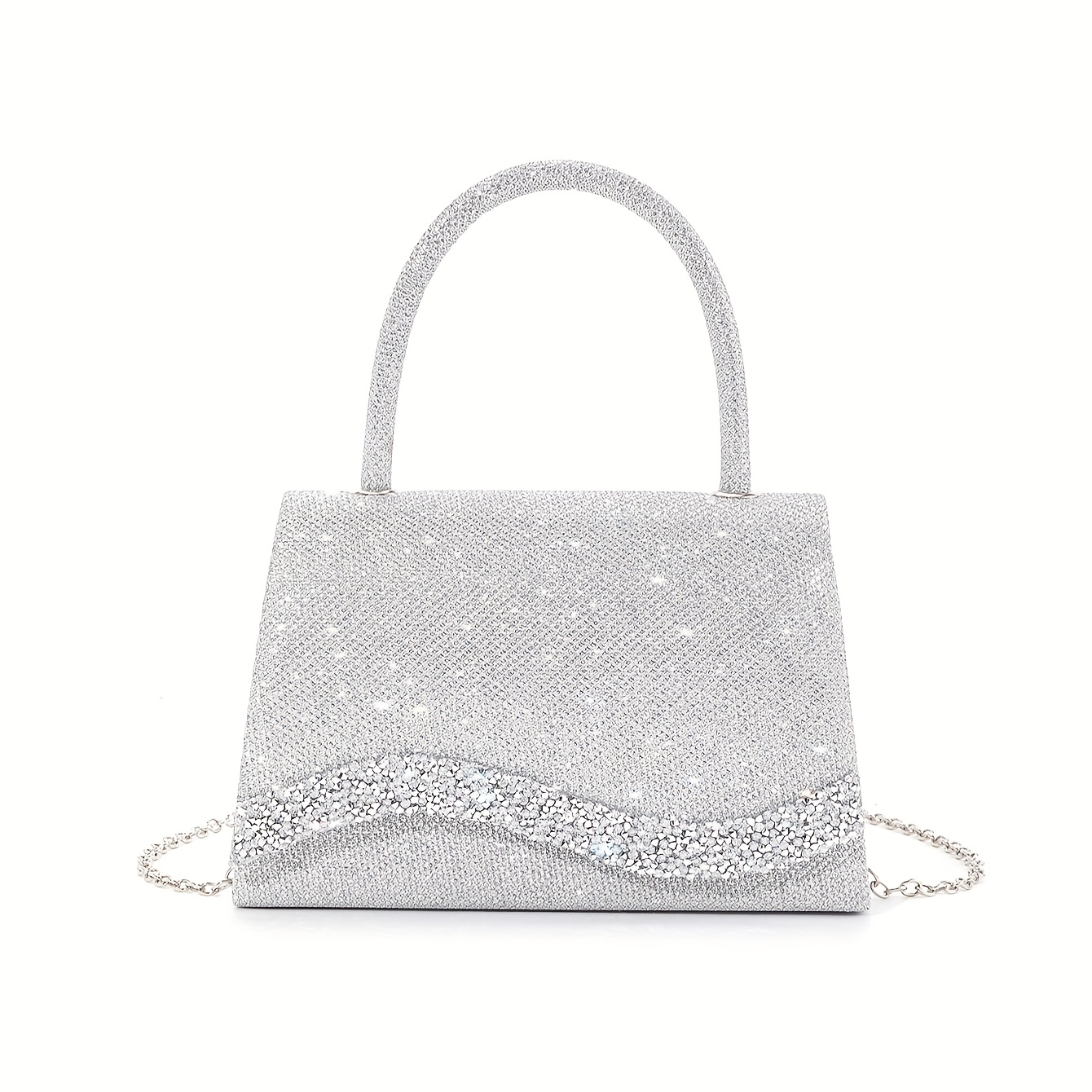 Sparkling Rhinestone Evening Bag with Multi-Functional Chain