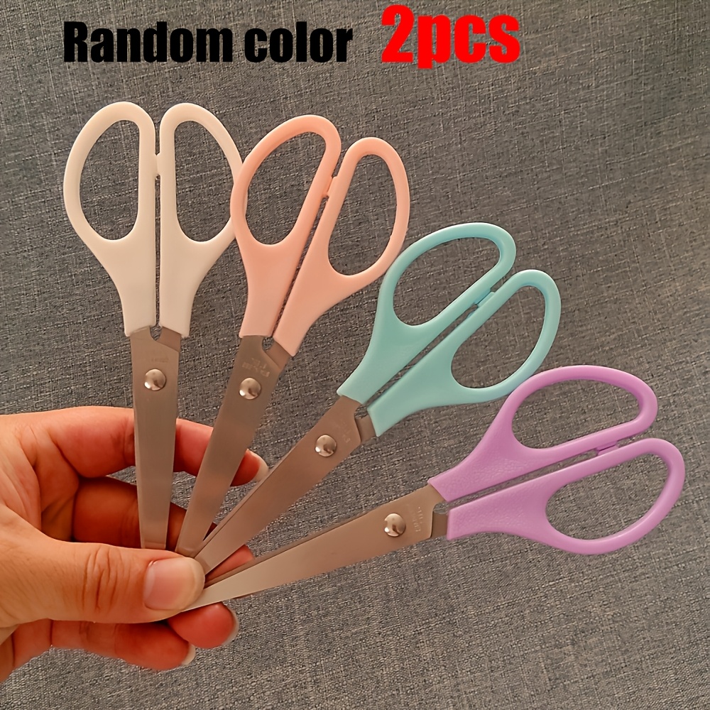 TEMU 2pcs Random Color Household Craft Scissors, Stainless Steel , Macaron Multicolor Handles, Suitable For Office Daily Use, Home Crafts, School