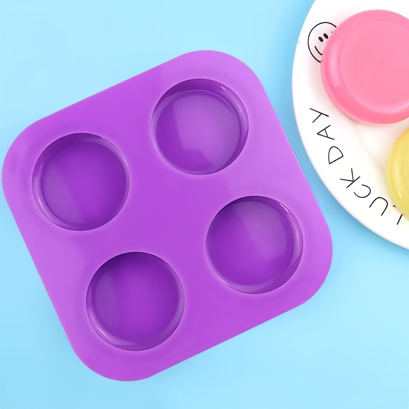 TEMU 1pc Round Silicone Soap Mold, 4-link Handmade Molds, Easy Demolding, High-temperature Resistant, Cold Soap Mold